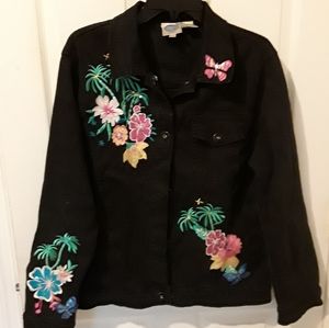 Jacket. Black stretchy denim